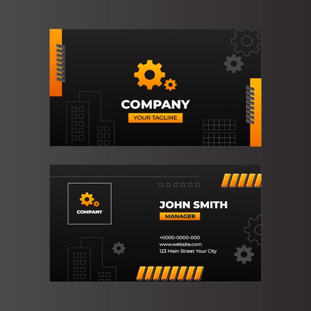 Gradient construction horizontal business card template