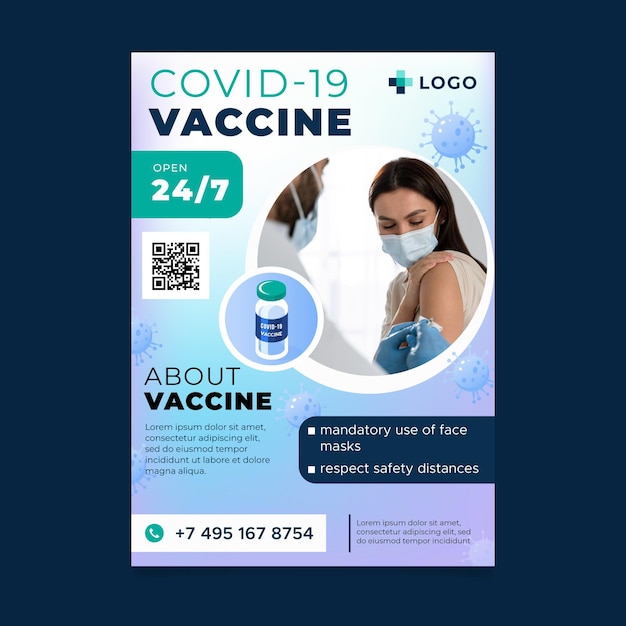 Gradient coronavirus vaccination flyer template