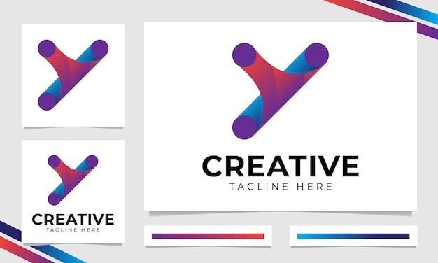 Gradient corporate brand identity y letter logo vector design