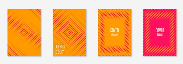 Gradient cover template set. Minimal trendy layout with halftone. Futuristic gradient cover template for banner, presentation and brochure. Minimalistic colorful shapes. Abstract business illustration