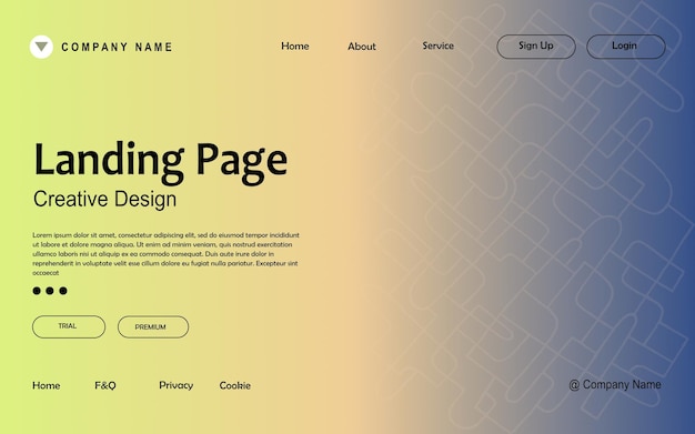 Gradient creative abstract landing page template for website and mobile website.