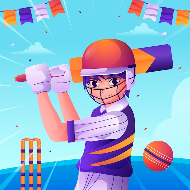 Gradient cricket illustration