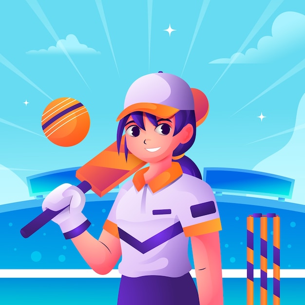 Gradient cricket illustration