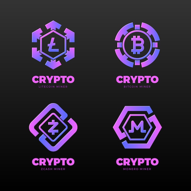 Gradient crypto logos collection