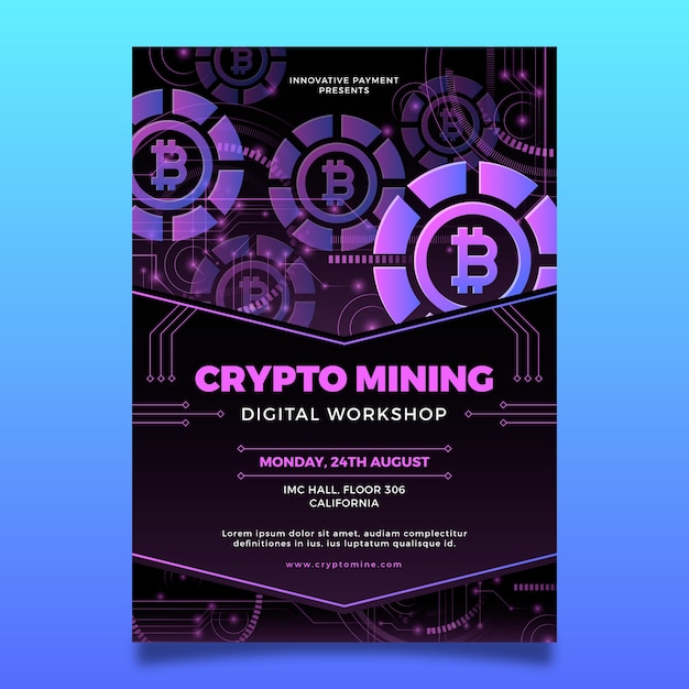 Gradient crypto vertical poster template