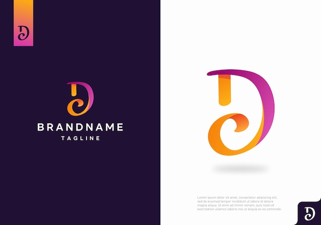 Gradient D letter logo template