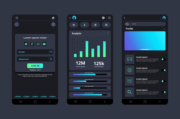 Gradient dark mode app template