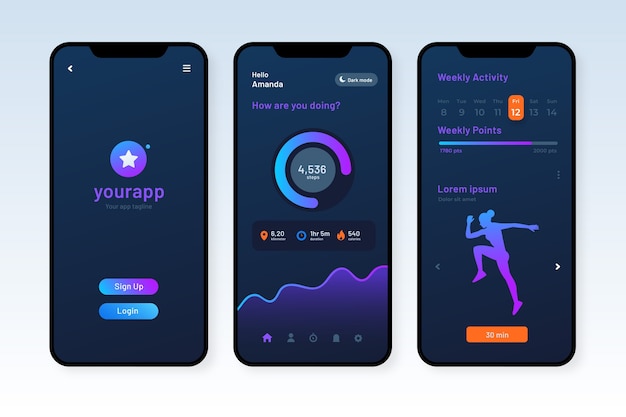 Gradient dark mode app template