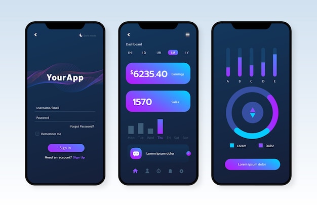 Gradient dark mode app template