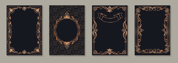 Gradient decorative design elements cards collection