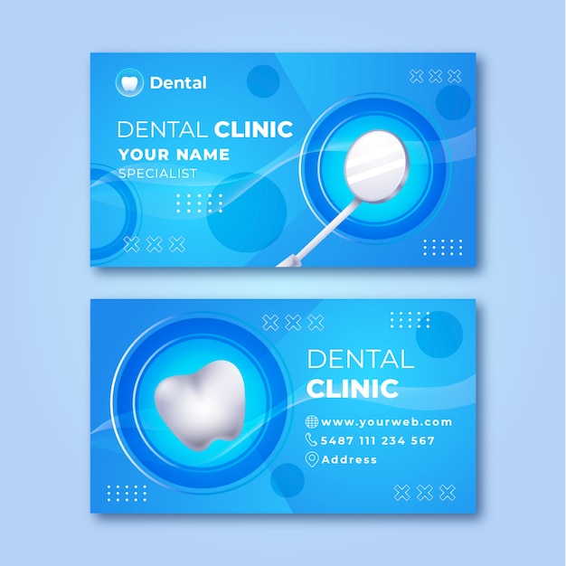 Gradient dental clinic horizontal business card template