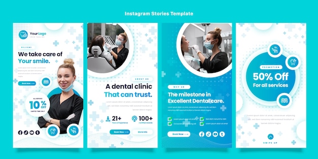 Vector gradient dental clinic instagram stories