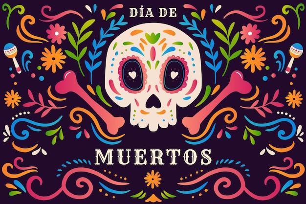 gradient dia de muertos background illustration vector design