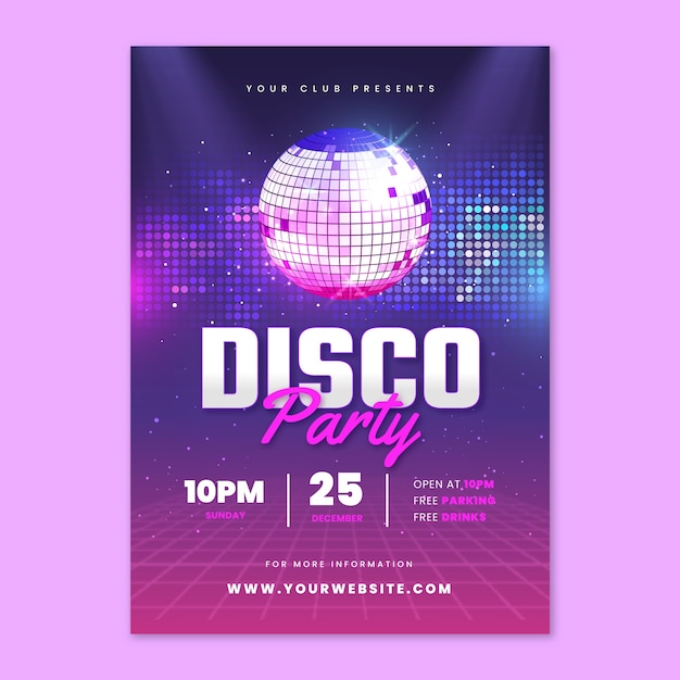 Gradient disco party poster template