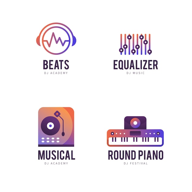 Gradient dj logo template collection