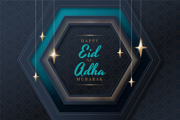 Gradient eid al-adha background with geometric shape