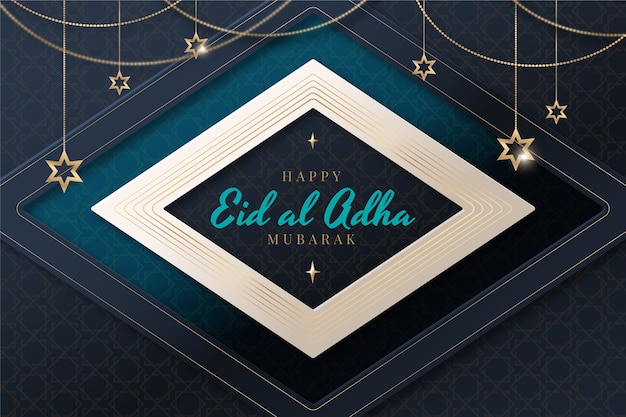 Gradient eid al-adha background with geometric shape