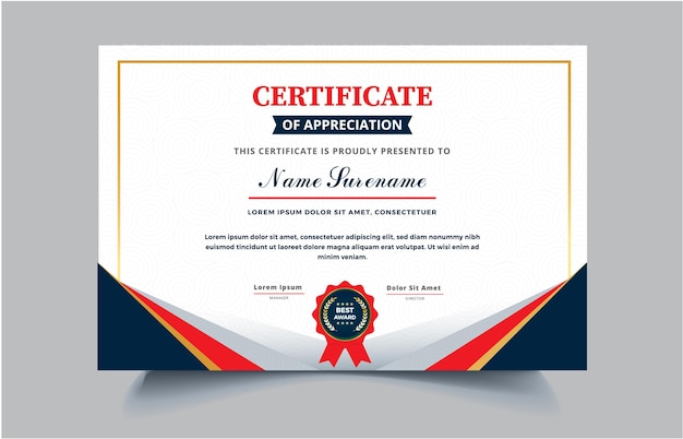 Gradient elegant certificate of recognition template