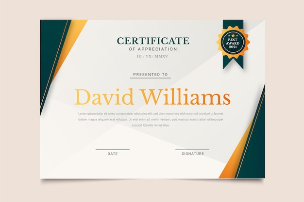 Gradient elegant certificate template