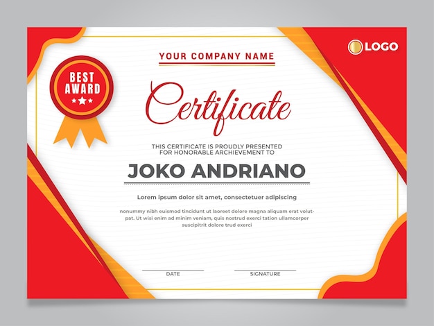 Gradient elegant red certificate template