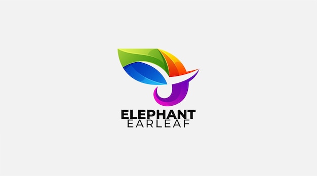 Gradient elephant ear leaf vector logo design template