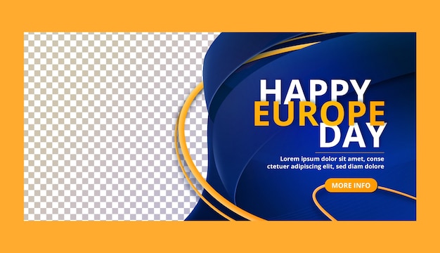 Gradient europe day horizontal banner template