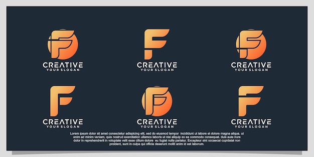 Gradient F logo design collection unique concept Premium Vector