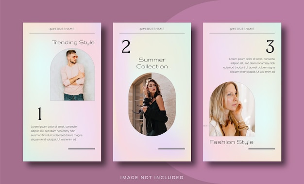 Gradient Fashion Instagram Story set vector