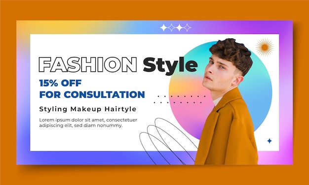 Gradient fashion stylist facebook template