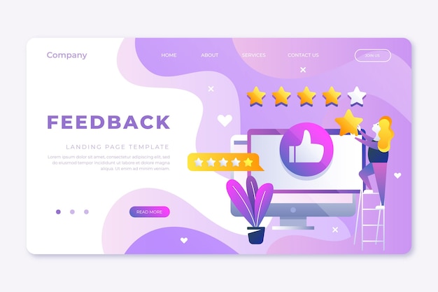 Gradient feedback landing page template