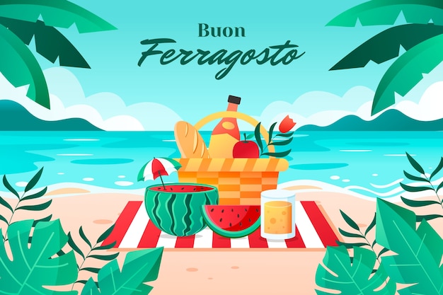 Gradient ferragosto illustration