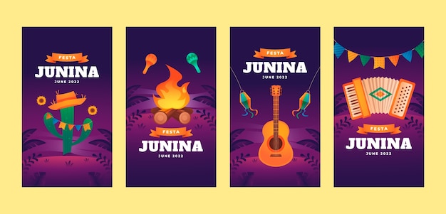 Gradient festas juninas instagram stories collection