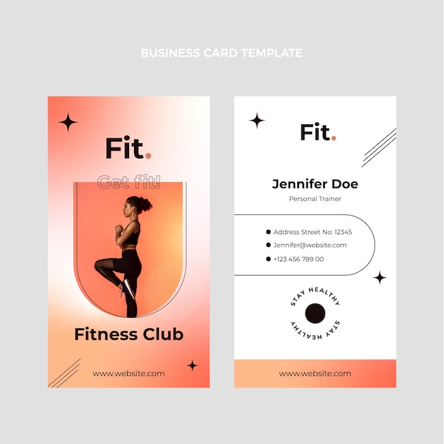 Gradient fitness vertical business card template