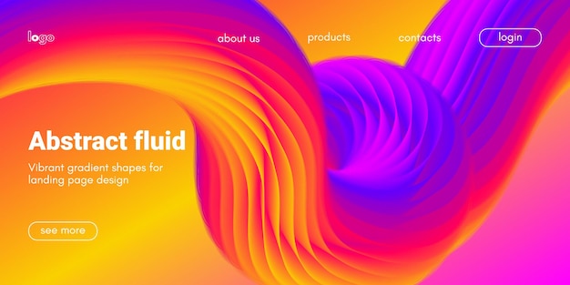 Gradient fluid shape abstract template for futuristic neon banner