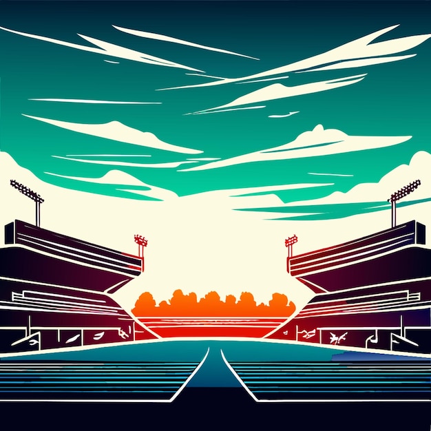 Vector gradient football field background vector illustration doodle vector illustration flat 2