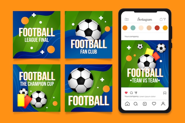 Gradient football instagram posts collection