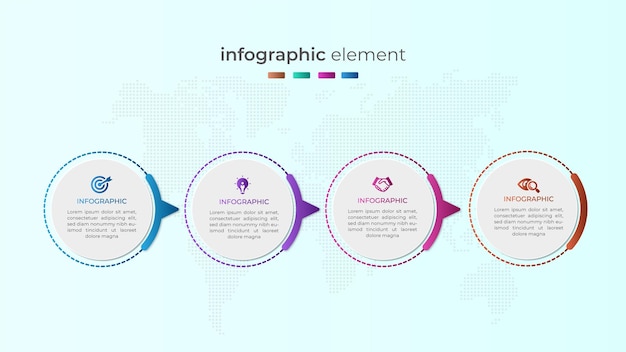 Gradient four step circular business infographic element