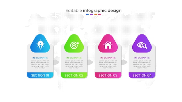 Gradient four step timeline infographic element