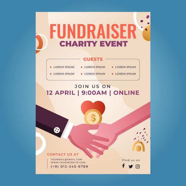 Gradient fundraiser flyer template