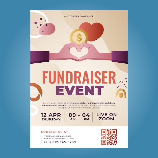 Vector gradient fundraiser flyer template