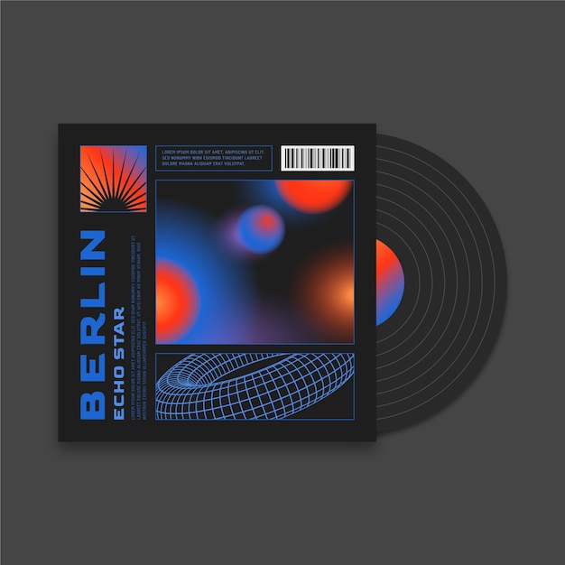 Vector gradient futuristic album cover template