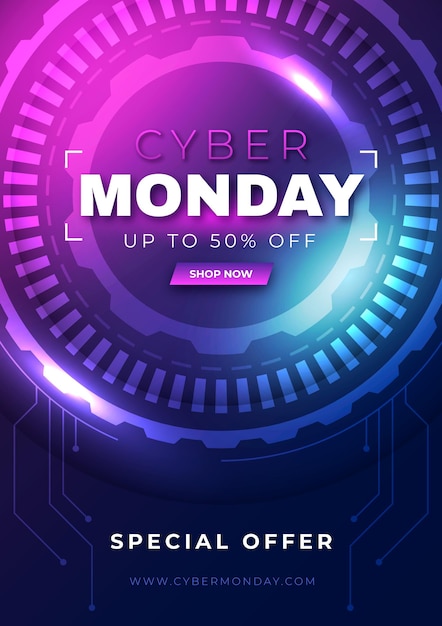 Gradient futuristic cyber monday vertical poster template