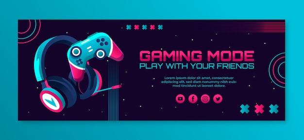 Gradient gaming setup facebook cover