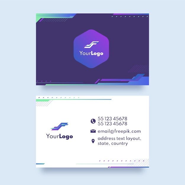 Vector gradient geometric horizontal business card template