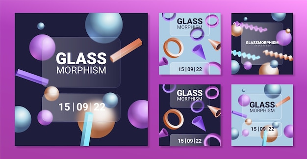 Gradient glassmorphism instagram post collection