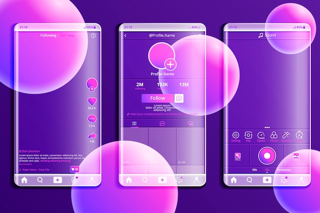 Gradient glassmorphism mobile app template