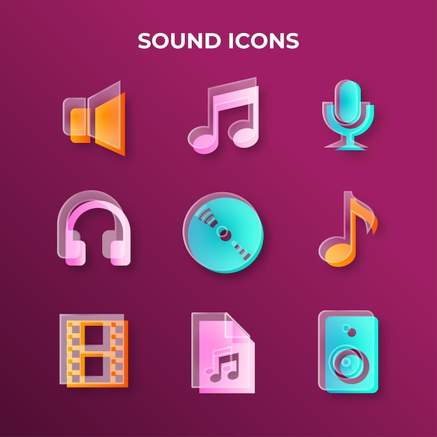 Gradient glassmorphism Music Icon pack