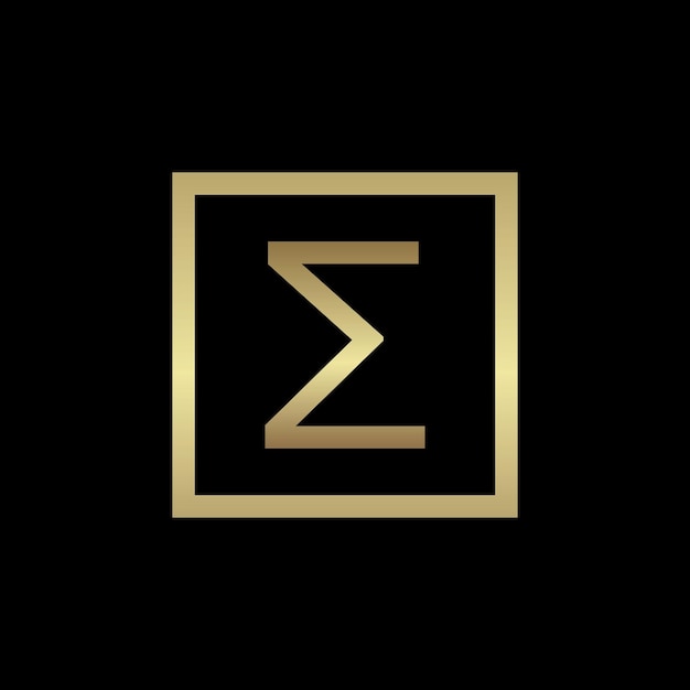 GRADIENT GOLDEN GREEK LETTER IN SQUARE WITH BLACK BACKGROUND