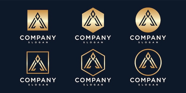 gradient golden letteR a logo collection