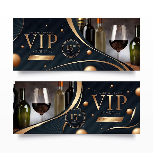 Gradient golden luxury banners with photo